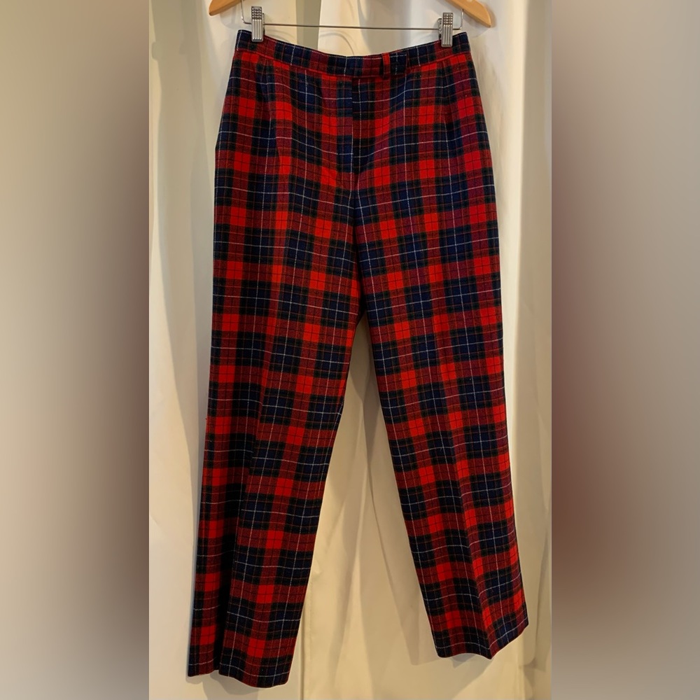 Pendleton Vintage Authentic Manson Tartan Womens Pants Red Wool Straight Leg 12